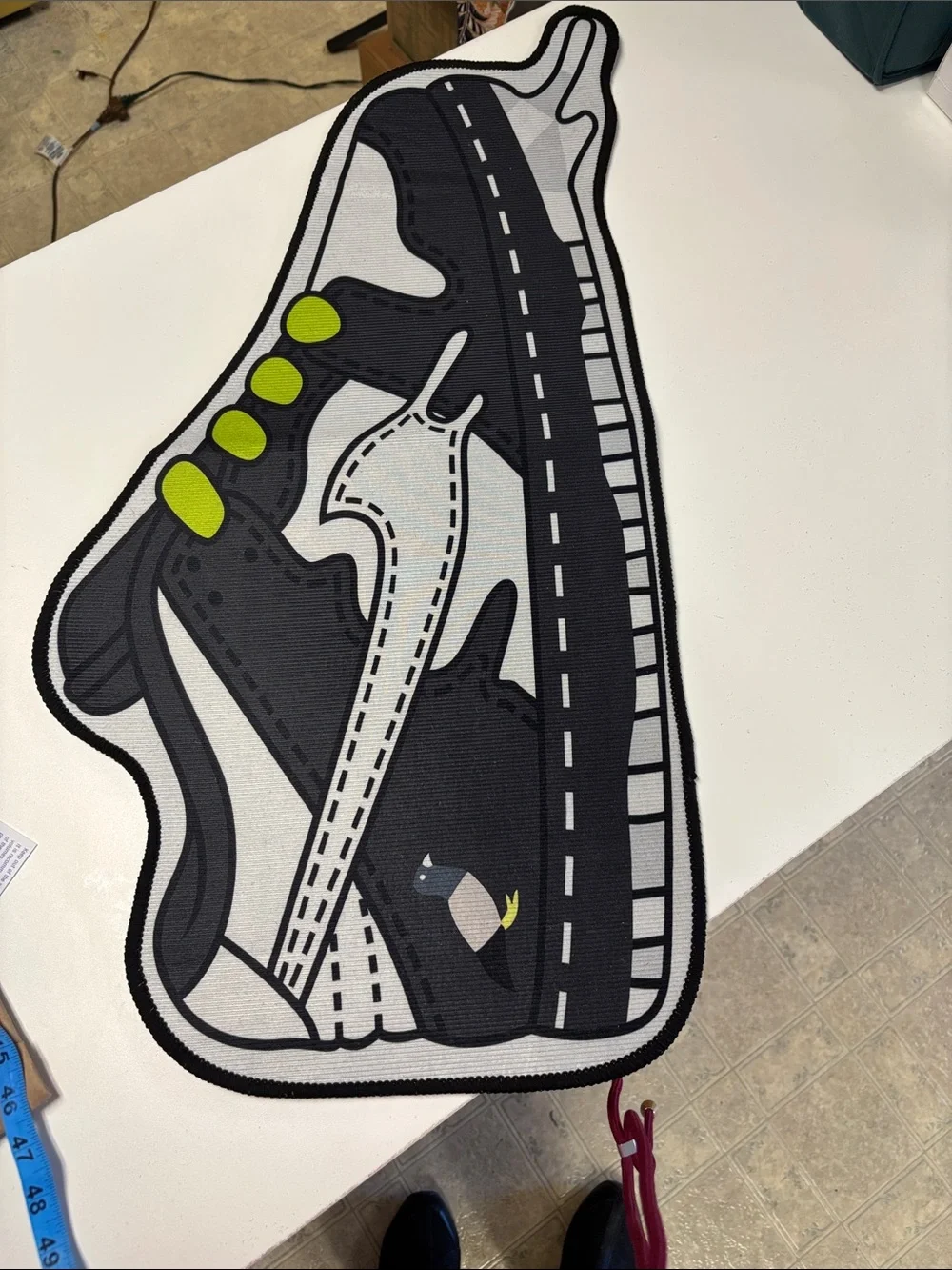 Nike Black, Gray and Lime Green Sneaker Door Mat